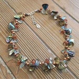 Bejewel by Carroll Dorsey Walker 925 Sparkly Genuine Topaz, Abalone & Pearls